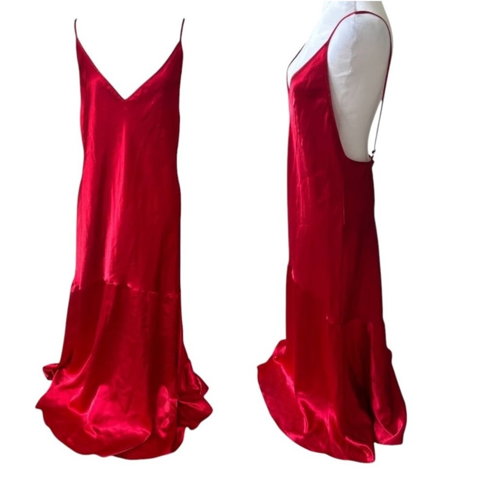 Victoria's Secret 90s/ Y2K long ruffle red Satin Lingerie dress